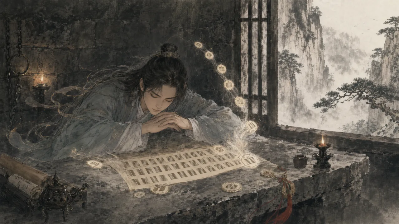 段誉于万劫谷囚室中默念易经六十四卦解通经脉