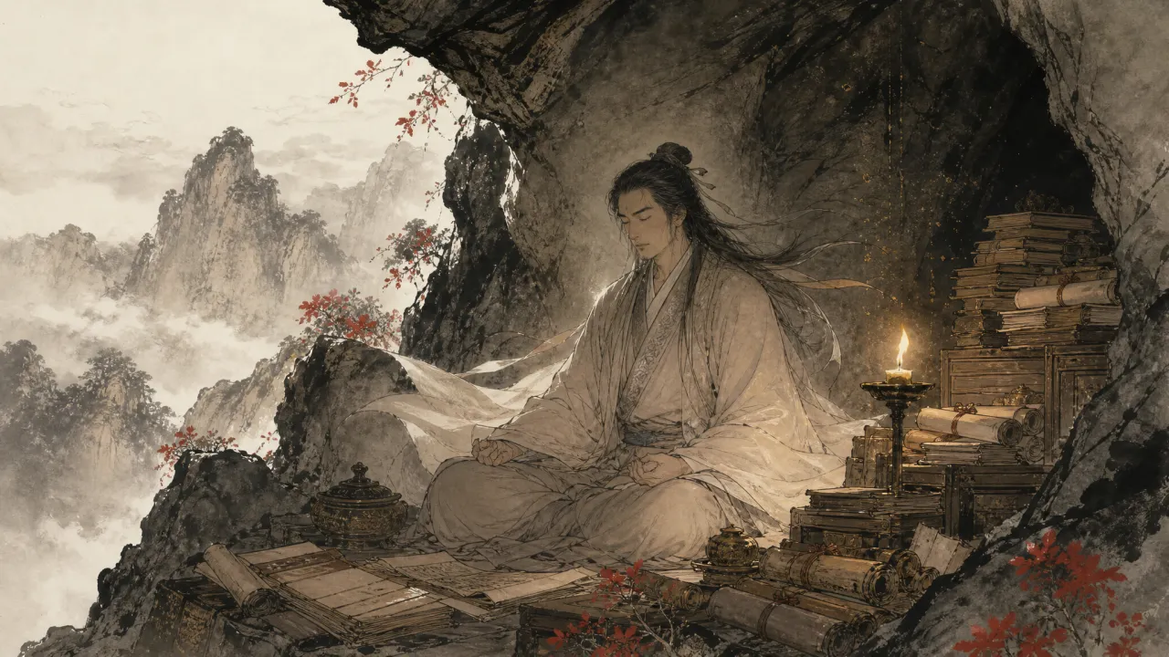 黄裳于深山石洞中悟武