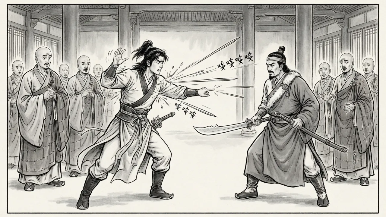 段誉天龙寺乱挥手指 鸠摩智步步后退