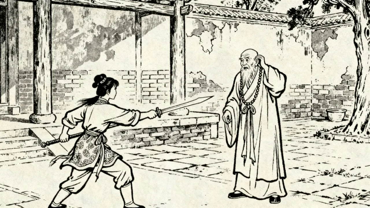 澄观大师面对乱打乱踢的姑娘，越想越惶恐