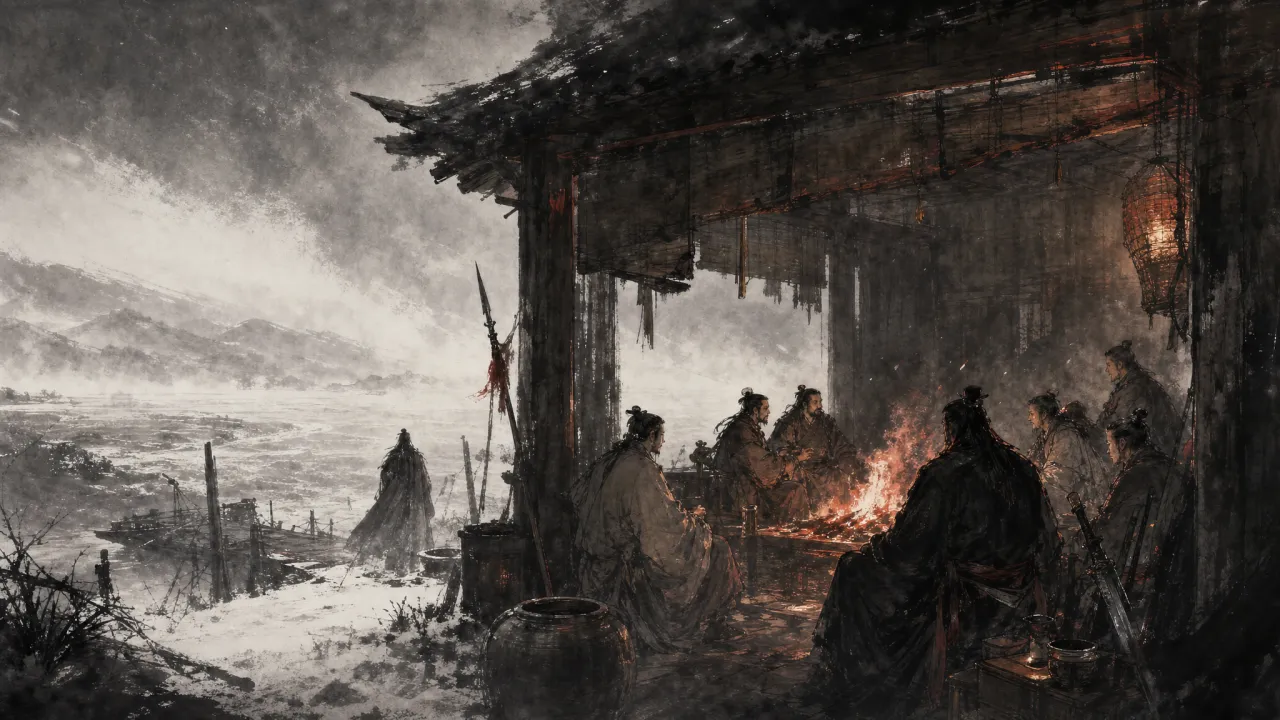 风雪阻路的风陵渡口,客店中众人围炉夜话神雕大侠