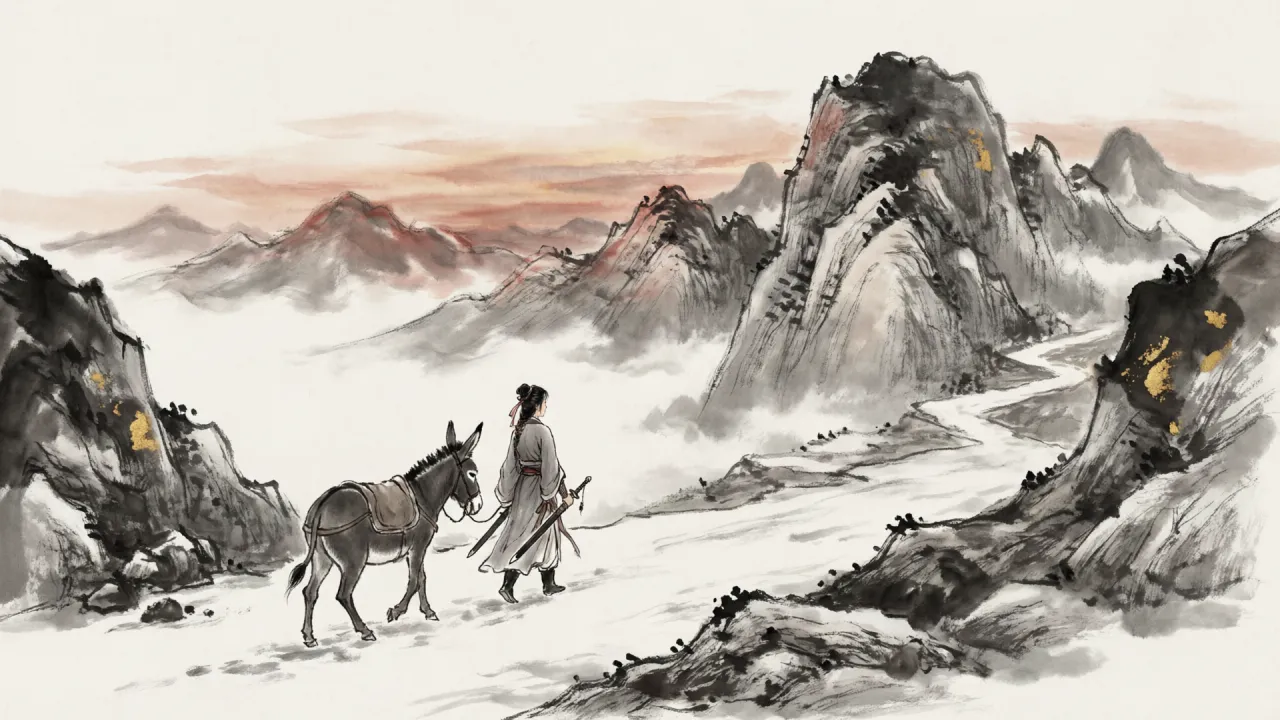 郭襄一驴一剑,独行于暮雪千山之间