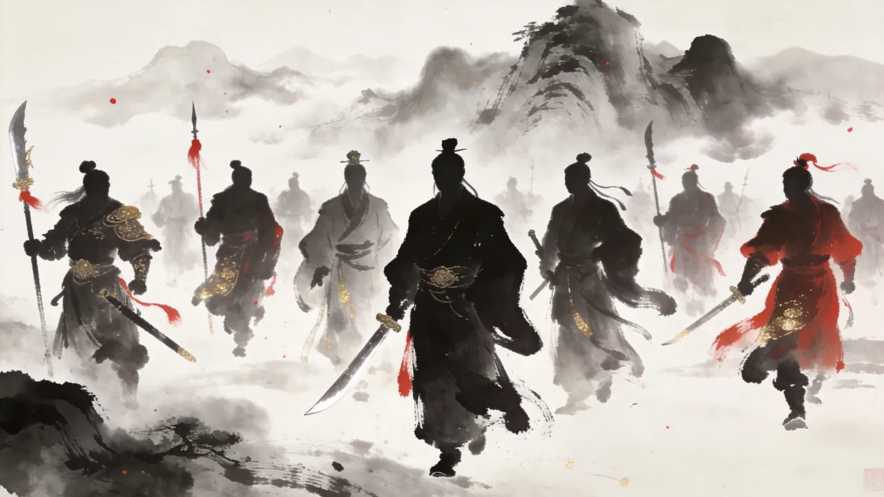 郭靖立于襄阳城头,身后万家灯火,侠之大者的苍茫剪影