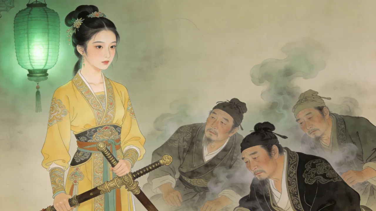 绿幽幽的灯笼光下,黄衫少女神色沉静,三名使毒高手已不觉间中招