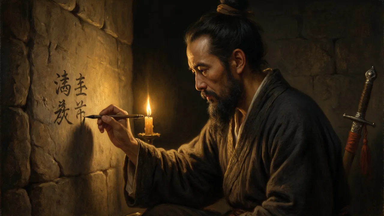武当山巅,一位老道独立崖头,俯瞰苍茫云海