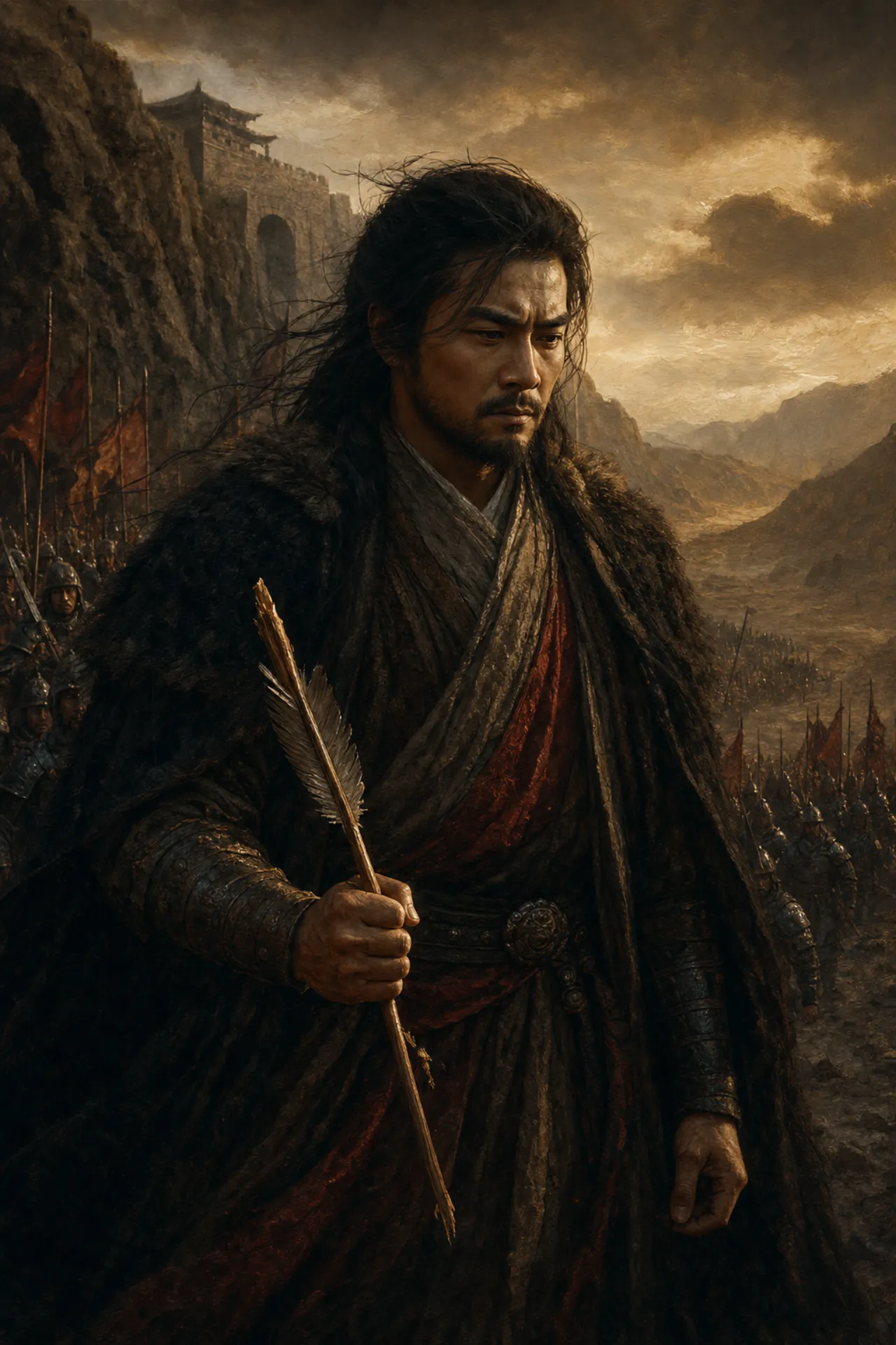 雁门关外,萧峰独立绝壁之前,身后是两国的山河