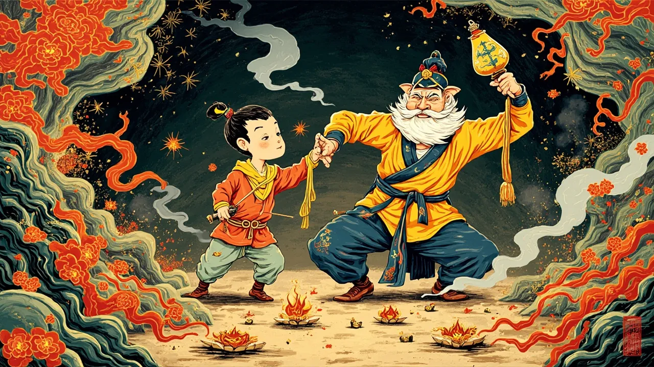 桃花岛山洞前,周伯通拉着郭靖撮土为香、义结金兰
