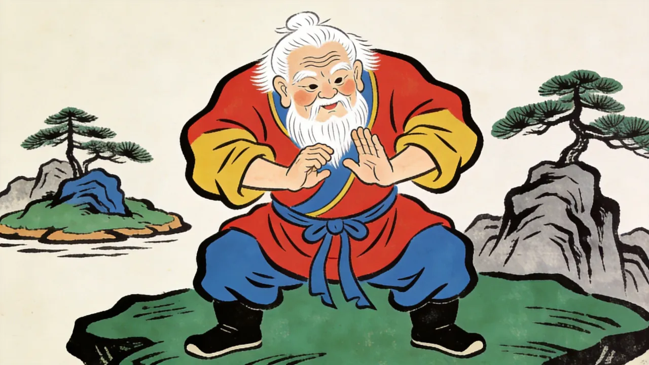 周伯通独自在岛上双手互搏、自娱自乐
