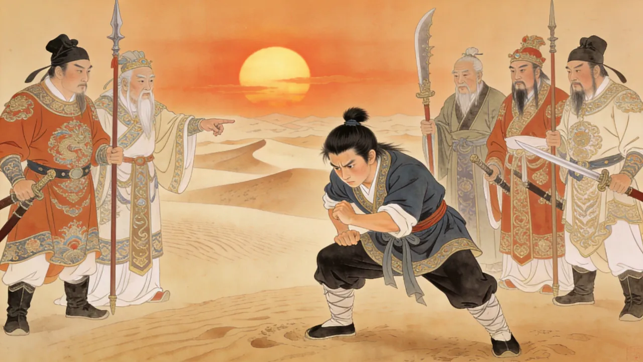 大漠之上,郭靖一板一眼照着师父所授苦练扎根基的笨功夫