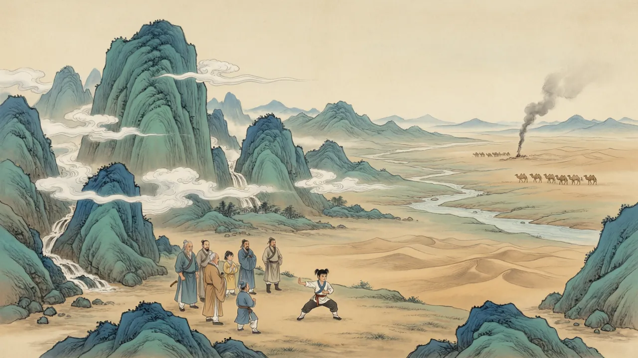 大漠练功的少年